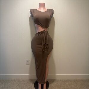 Brown Cut-Out Maxi Dress